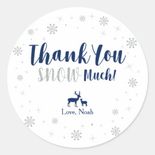 Winterwunderland, Danke, Schnee viel Aufkleber. Runder Aufkleber