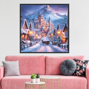 Winterwunderland: Ein Twilight Village am Monte Ta Leinwanddruck