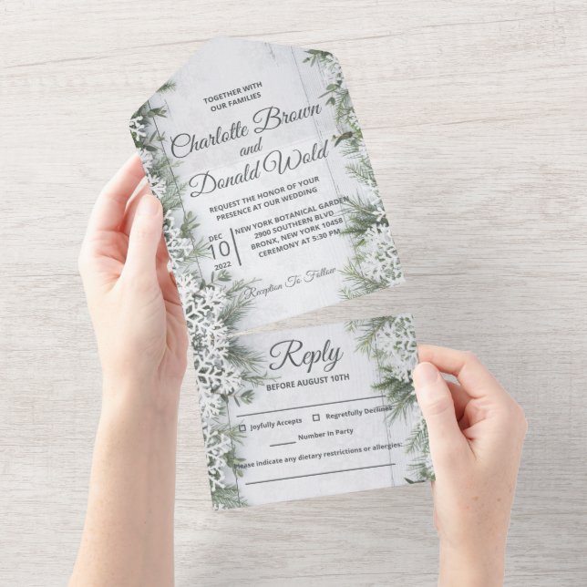 Winterwunderland - Einladung zur Hochzeit (Abreißen)