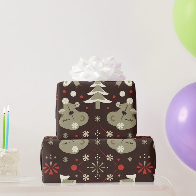 Winterwunderland: Feierliche Urlaubsmuster Geschenkpapier (Partygeschenke)