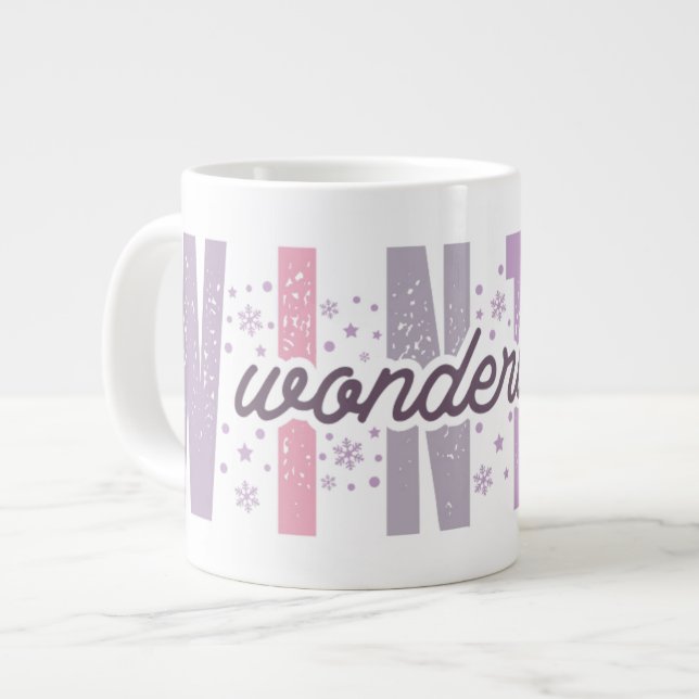Winterwunderland - Festliche Typografie Kunst Jumbo-Tasse (Vorderseite Links)