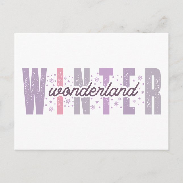 Winterwunderland - Festliche Typografie Kunst Postkarte (Vorderseite)