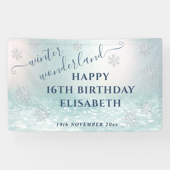 Winterwunderland Geburtstagsparty Banner (Horizontal)