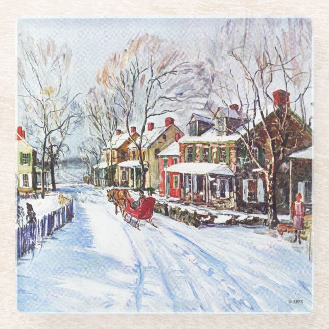 Winterwunderland Glasuntersetzer (Vorderseite)
