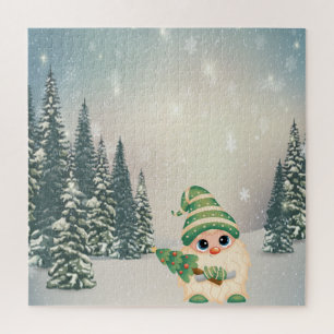 Winterwunderland, Gnom, Kiefer, Wald, Schnee Puzzle