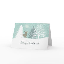 Winterwunderland Hirsche, Schneekiefern Weihnachte