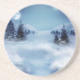 Winterwunderland in der Nacht Getränkeuntersetzer
