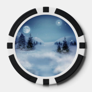 Winterwunderland in der Nacht Pokerchips