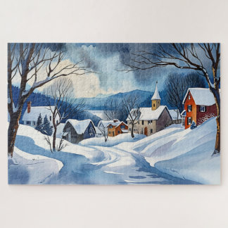 Winterwunderland in einer kleinen Stadt Puzzle