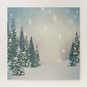 Winterwunderland, Kiefern, Wald, Schnee Puzzle