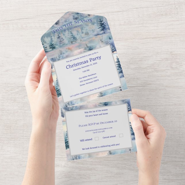 Winterwunderland - künstlerisch all in one einladung (Abreißtisch)