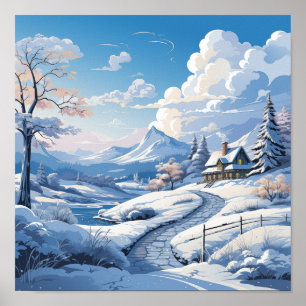 Winterwunderland Landschaftliches Poster im Freien