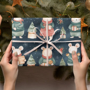 Winterwunderland: Mäuse in Vintage-Pullovern" Geschenkpapier