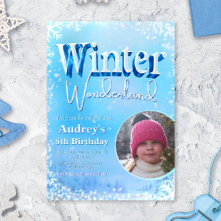 Winterwunderland mit Bild Einladung