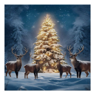 Winterwunderland mit festlichen Freunden 3DC Weihn Poster