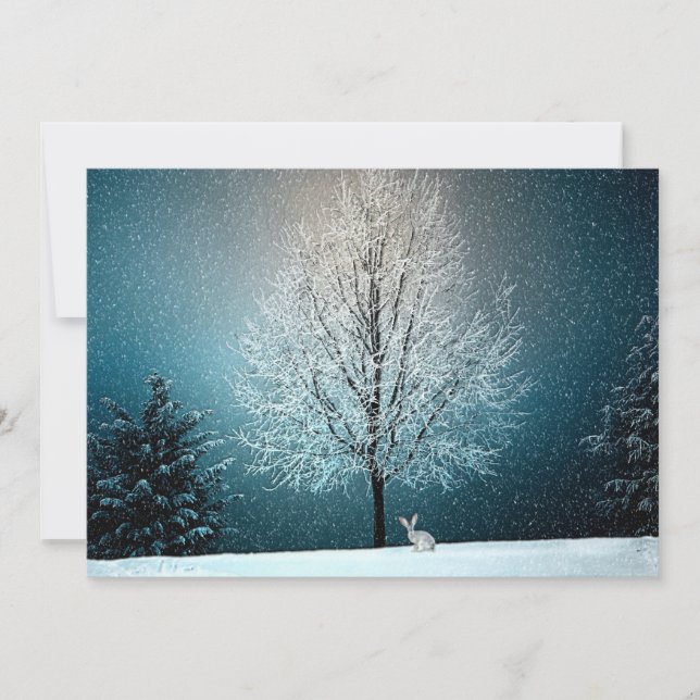 Winterwunderland mit Kaninchen (Vorderseite)