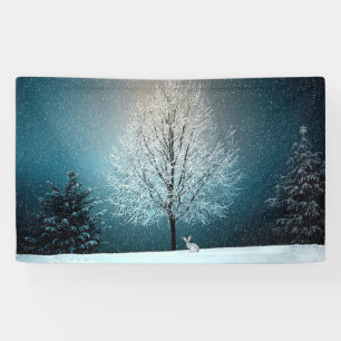 Winterwunderland mit Kaninchen Banner