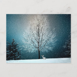 Winterwunderland mit Kaninchen Postkarte