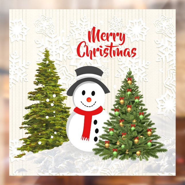 Winterwunderland mit Snowman / Weihnachten Fensteraufkleber (Blatt 2)