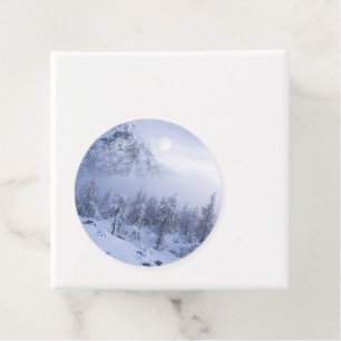 Winterwunderland, Nebel, Fichtenwald und Berge Geschenkanhänger
