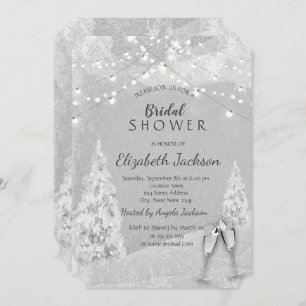 Winterwunderland, Pine Tree Gray Brautparty Einladung