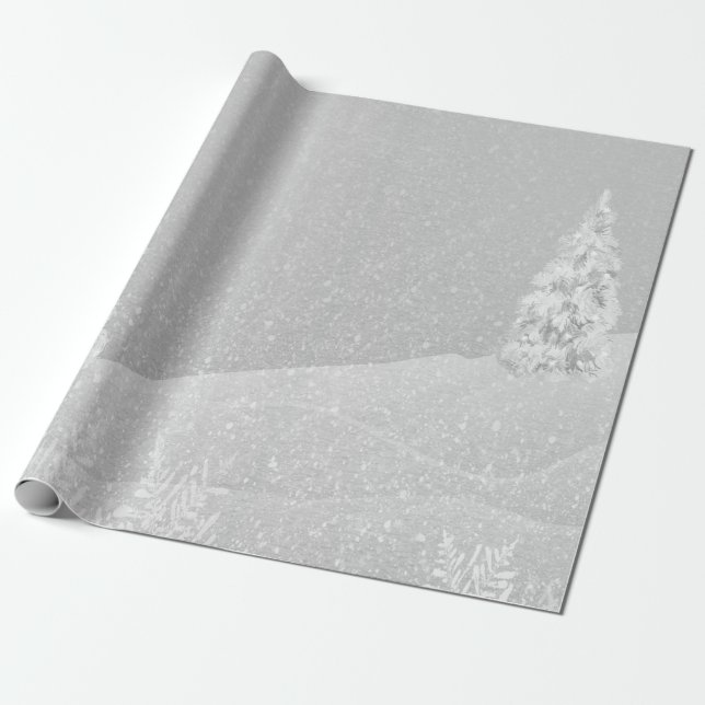 Winterwunderland, Pine Tree Gray Urlaub Geschenkpapier (Ungerollt)