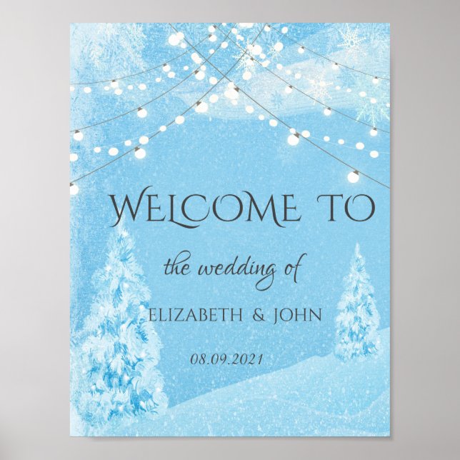 Winterwunderland, Pine Tree Wedding Poster (Vorne)