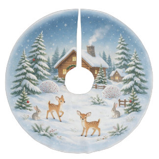 Winterwunderland Polyester Weihnachtsbaumdecke