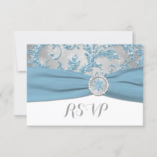 Winterwunderland, PRINTED BUCKLE Wedding RSVP 4 Karte