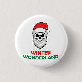 Winterwunderland Santa Skull Button