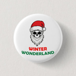 Winterwunderland Santa Skull Button