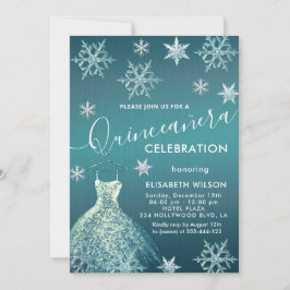 Winterwunderland Schneeflocken Quinceñera Einladung