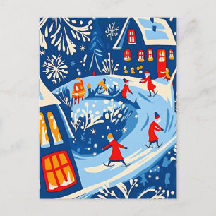 Winterwunderland, Schneeglobe, Volkskunst Feiertagspostkarte