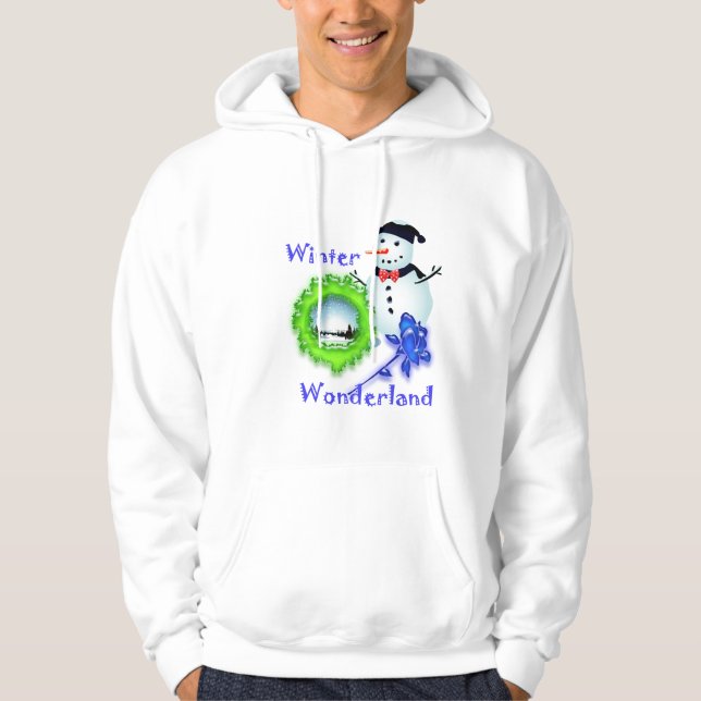 Winterwunderland, Schneemann, Rose Hoodie (Vorderseite)