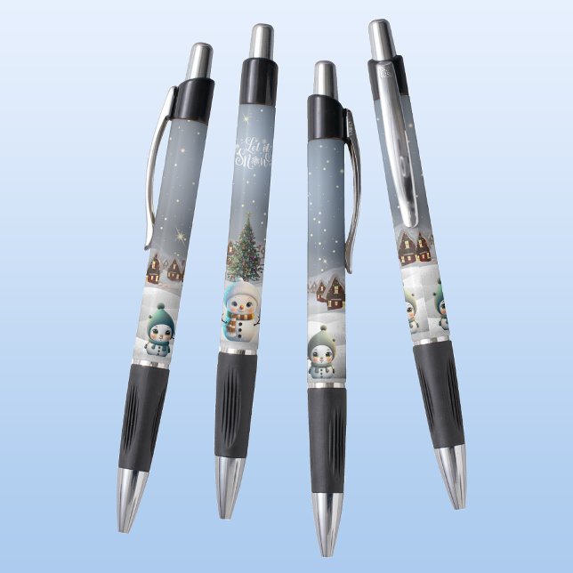 Winterwunderland, Schneemünde, Schnee ⛄️ Schnee 🎄 Kugelschreiber (Cute Snowman, Let it Snow Village, Christmas Tree Snowy Winter Lover Scene ForestBabies Pen ⛄️❄️🎄🎁)