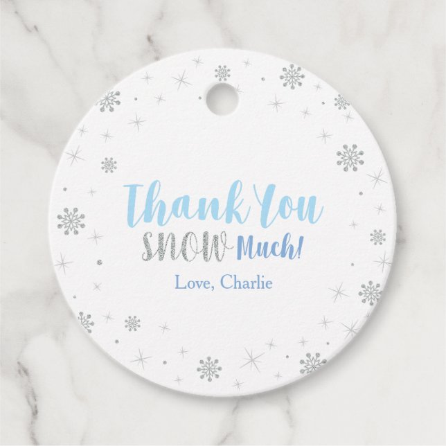 Winterwunderland, Silver & Blue 1. Geburtstag Part Geschenkanhänger (Vorderseite)