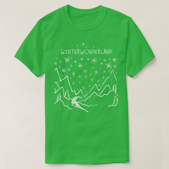 Winterwunderland Skifahren T-Shirt (Design vorne)