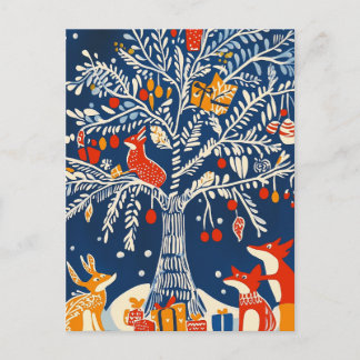 Winterwunderland, Tierkarte, Volkskunst des Urlaub Feiertagspostkarte