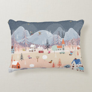 Winterwunderland: Vintage Landschaft. Dekokissen