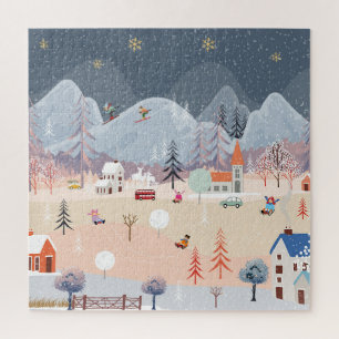 Winterwunderland: Vintage Landschaft. Puzzle