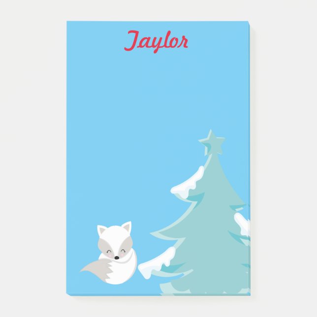 Winterwunderland Weißer Fuchs Post-it Klebezettel (Vorderseite)