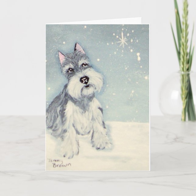 Winterwünsche vom Schnauzer Dankeskarte (Vorderseite)
