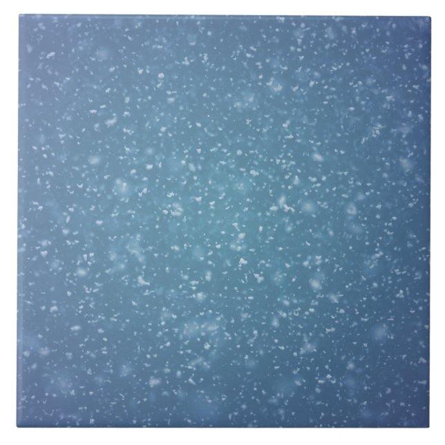 Wintery Blue Glitzer Snow Texture Fliese (Vorderseite)