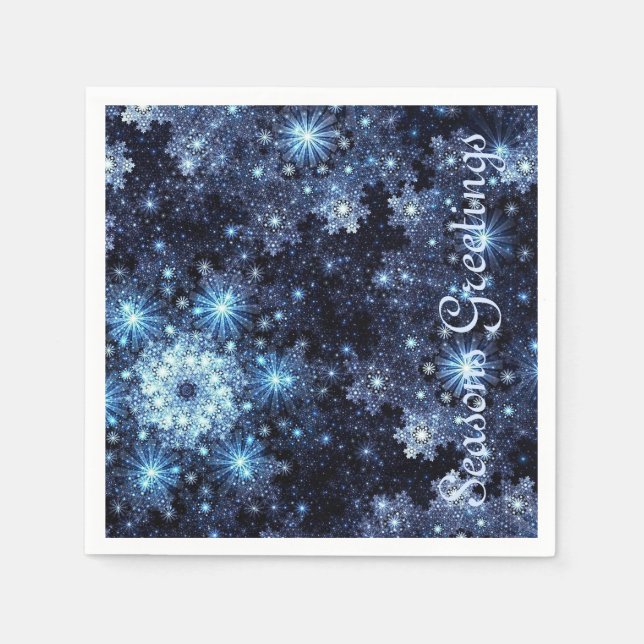 Wintery Blue Snowflake Pattern Napkins Serviette (Vorderseite)