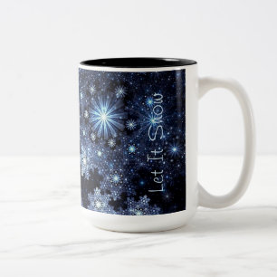 Wintery Blue Snowflakes Zweifarbige Tasse