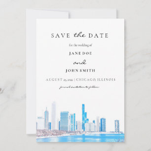 Wintery Chicago Skyline Wohnung Save the Date Card