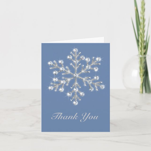 Wintery Crystal Snowflake Danke Karte (Vorderseite)