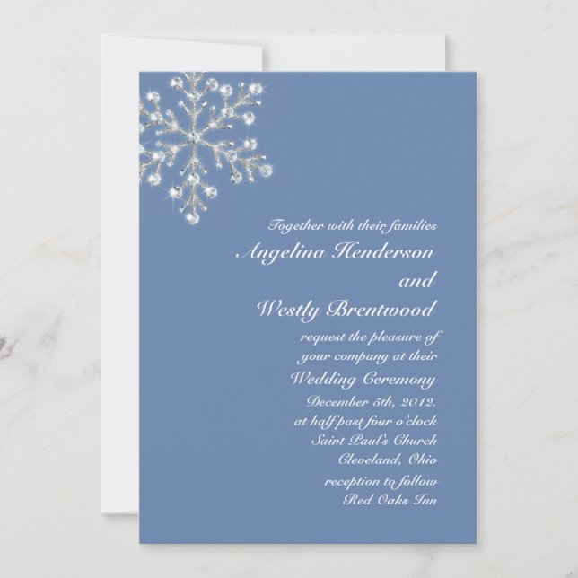Wintery Crystal Snowflake Hochzeit Einladung (Vorderseite)