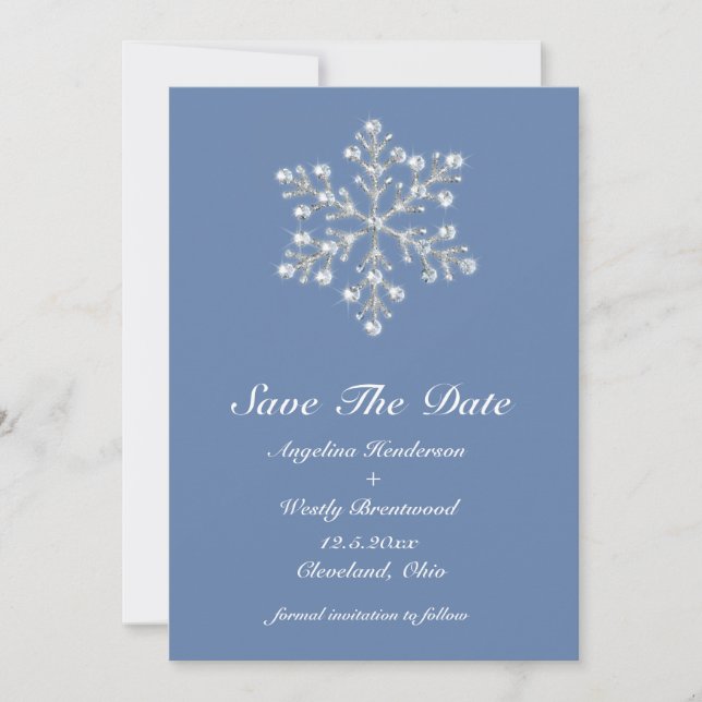 Wintery Crystal Snowflake Save the Date (Vorderseite)