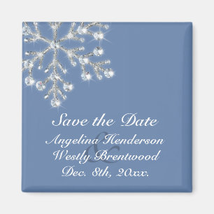 Wintery Crystal Snowflake Speichern Sie das Date M Magnet